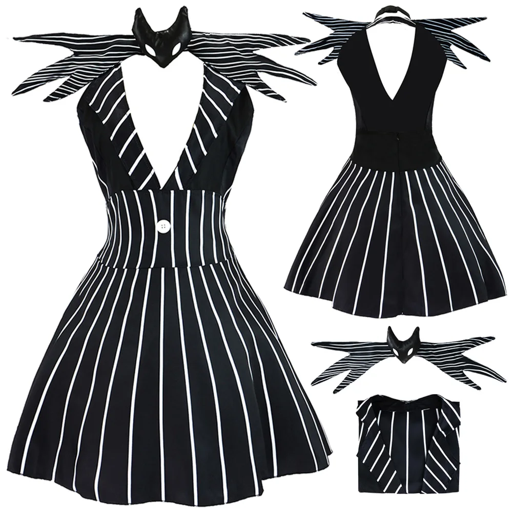 

Nightmare Cosplay Before Christmas Cosplay Jack Black Dress Clothing Roleplay Costume Disguise Outfits Halloween Suit For Women