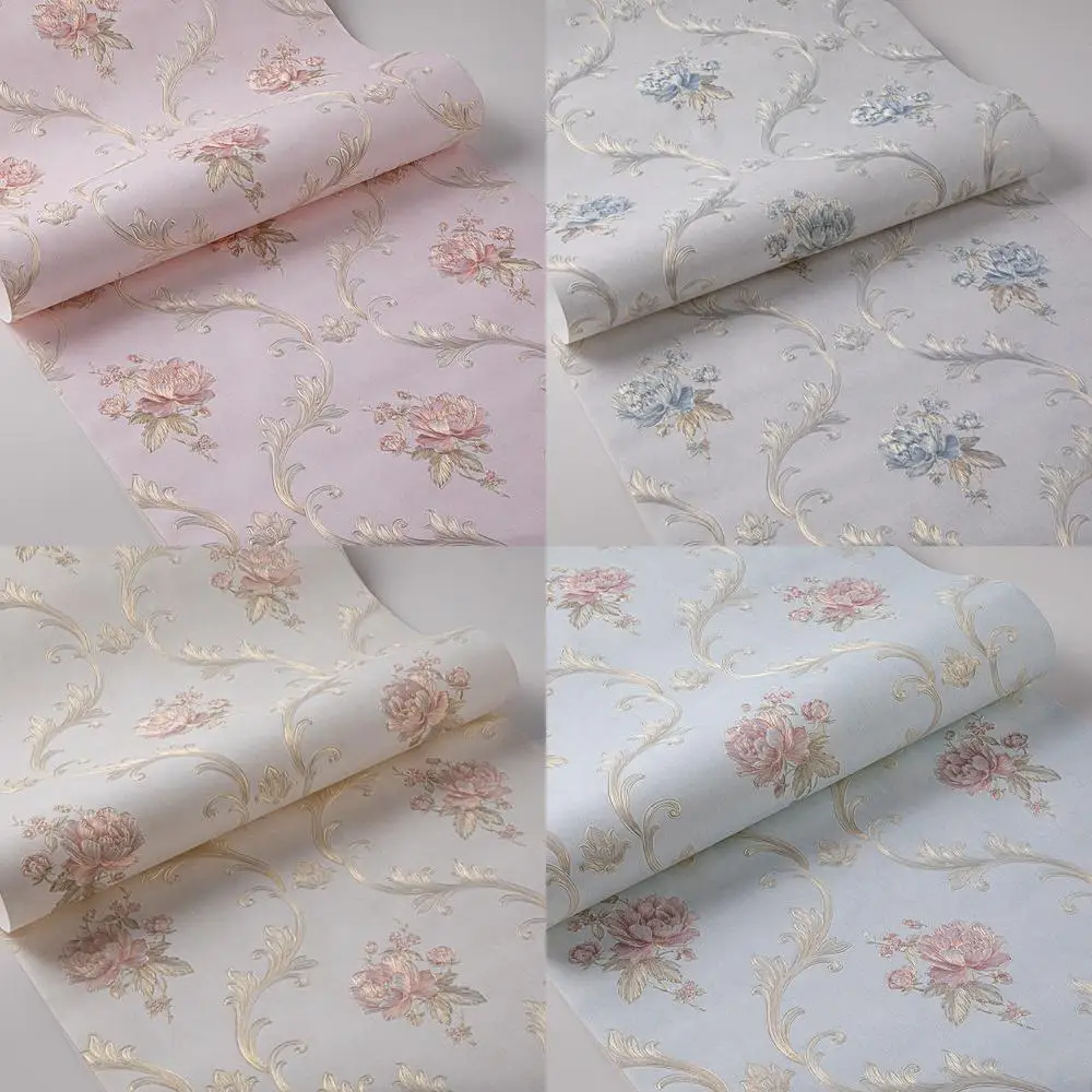 

Светло-розовые 3D обои в европейском стиле с большим цветочным тиснением для спальни, гостиной, отеля, салона красоты, уютные роскошные рельефные обои
