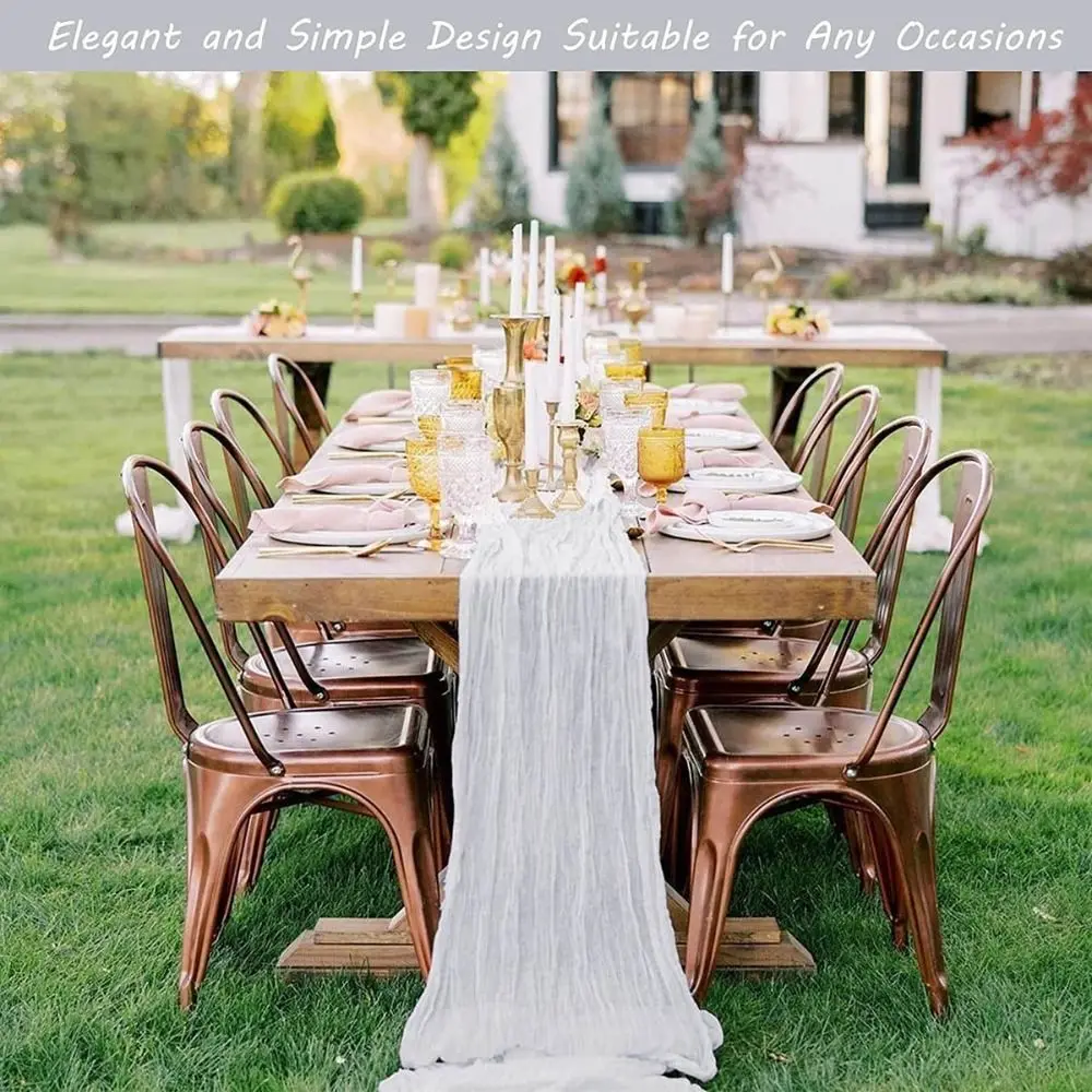 Long Vintage Table Runners 90x180/300cm Rustic Country Cheesecloth Table Setting Multi-color Boho Gauze Tablecloth Dinning Decor