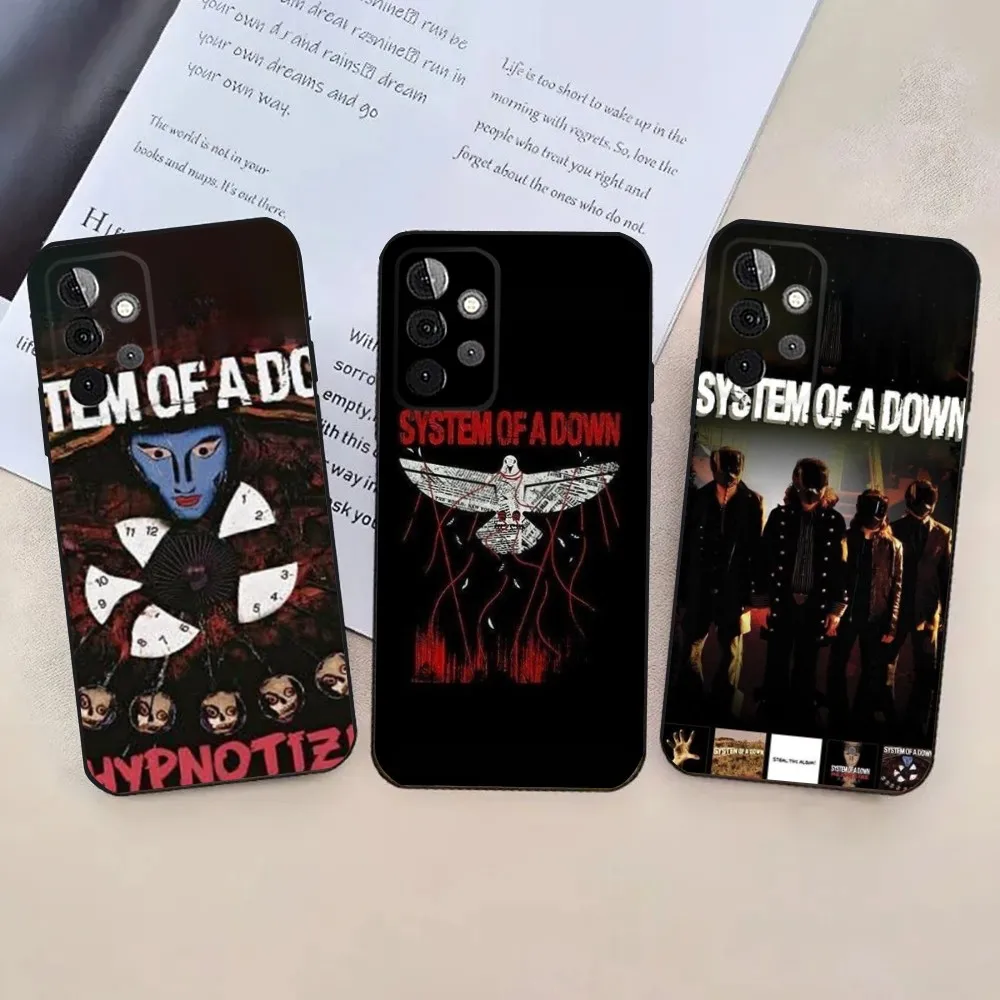 

S-System of a D-Down Band Phone Case For Samsung Galaxy A13,21s,22,31,32,52,53,71,80,91 Soft Black Cover