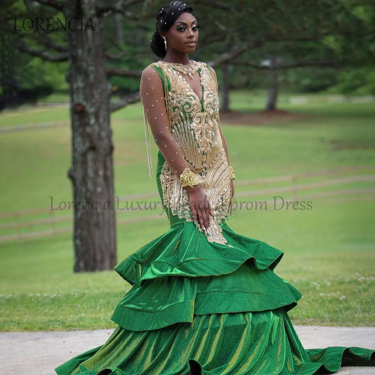 

Glitter 2024 Mermaid Prom Dresses Sleeveless Layered Tassel Evening Party Dress Black Girls Formal Sleeveless robe chic soirée