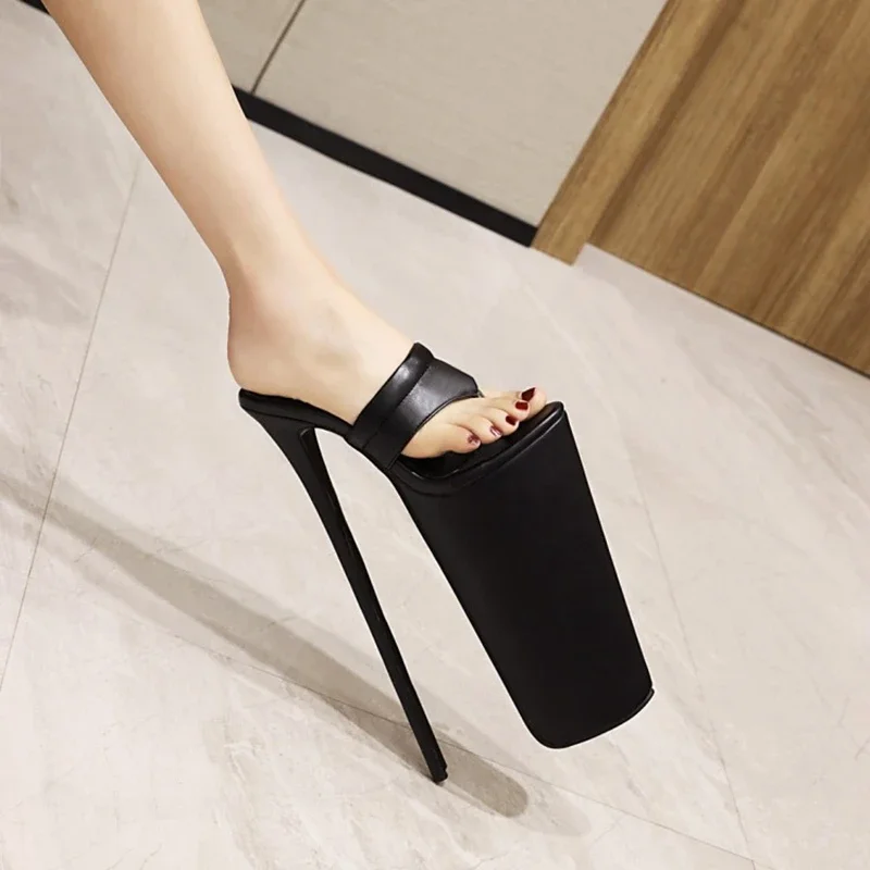 Summer Slippers Waterproof Platform Shoes Women Stiletto 31.5cm Super Pumps Walk Show Night Club Sexy Sandals Plus Size 52 350-8