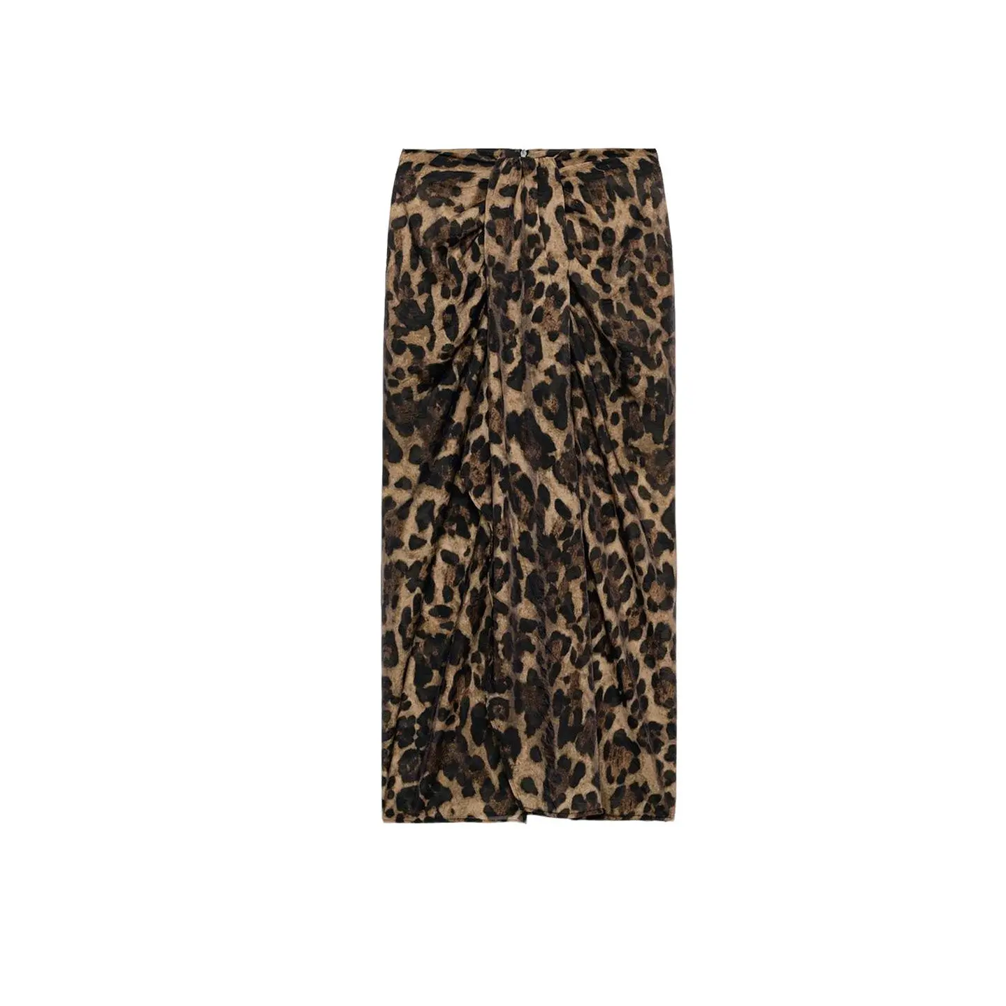 Summer New Women's Casual Mid-Waist Leopard Print Split Tassel Decorated Shawl Skirt Polyester Fiber Slim Fit Pencil Skirt