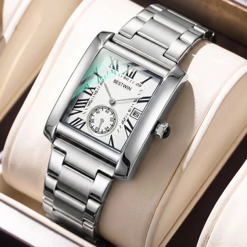 Men's Classic Square Quartz Watch Fashion Minimalist Waterproof Male Wristwatch For Daily Wear Business Office Outdoor Sports