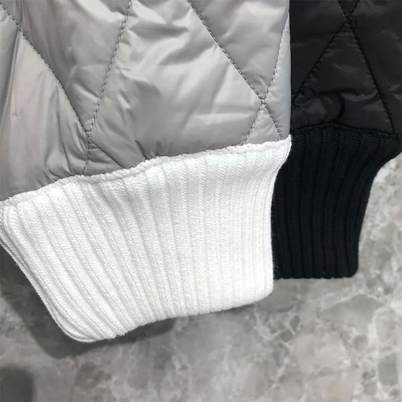 Cotton jacket with four stripes standing collar for men and women, thick down cotton jacket, loose cotton jacket, pullover jacke