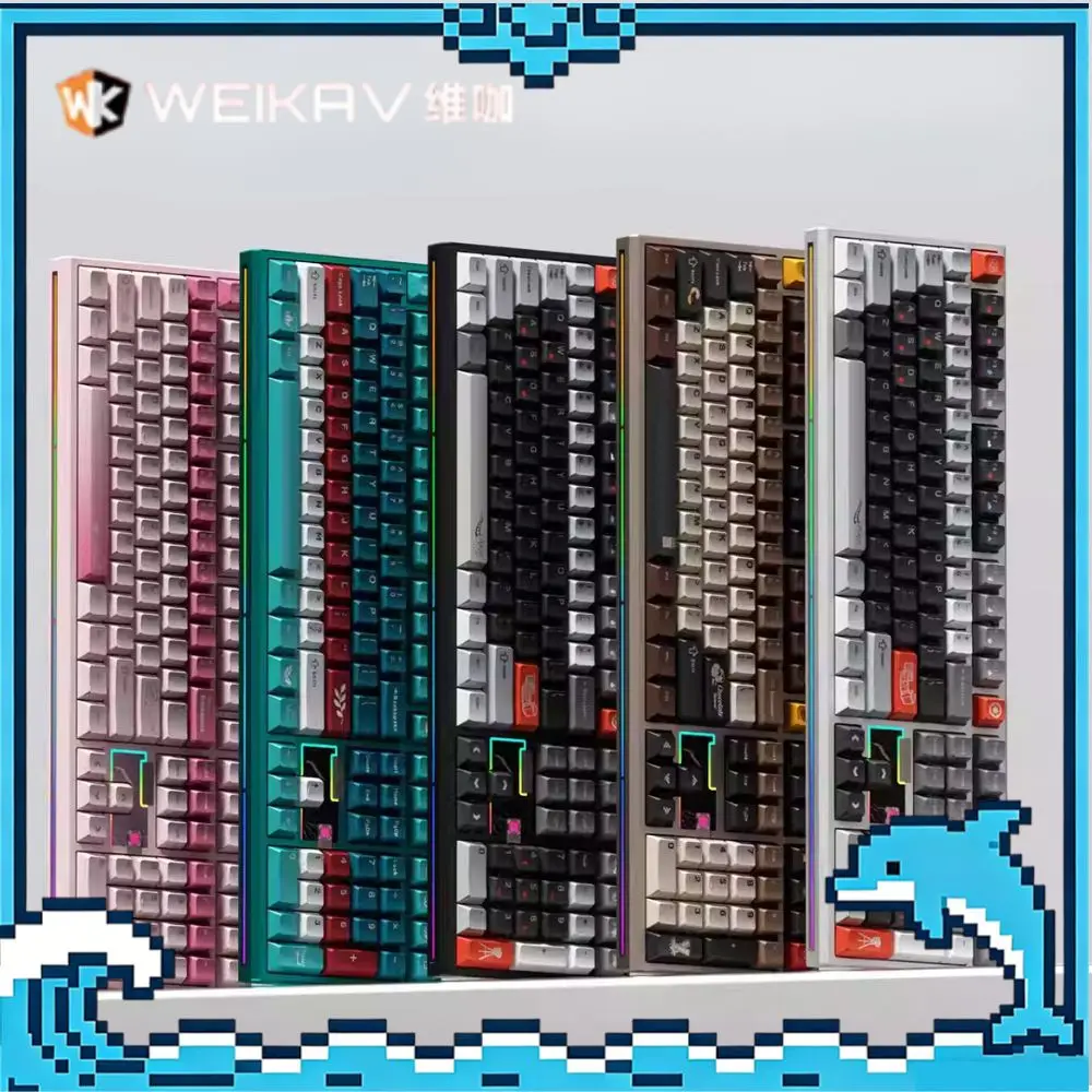 

Механическая клавиатура Weikav Nut108, 3 режима, из алюминиевого сплава, беспроводная игровая клавиатура, поддержка QMK/Via, RGB, с возможностью горячей замены, аксессуары