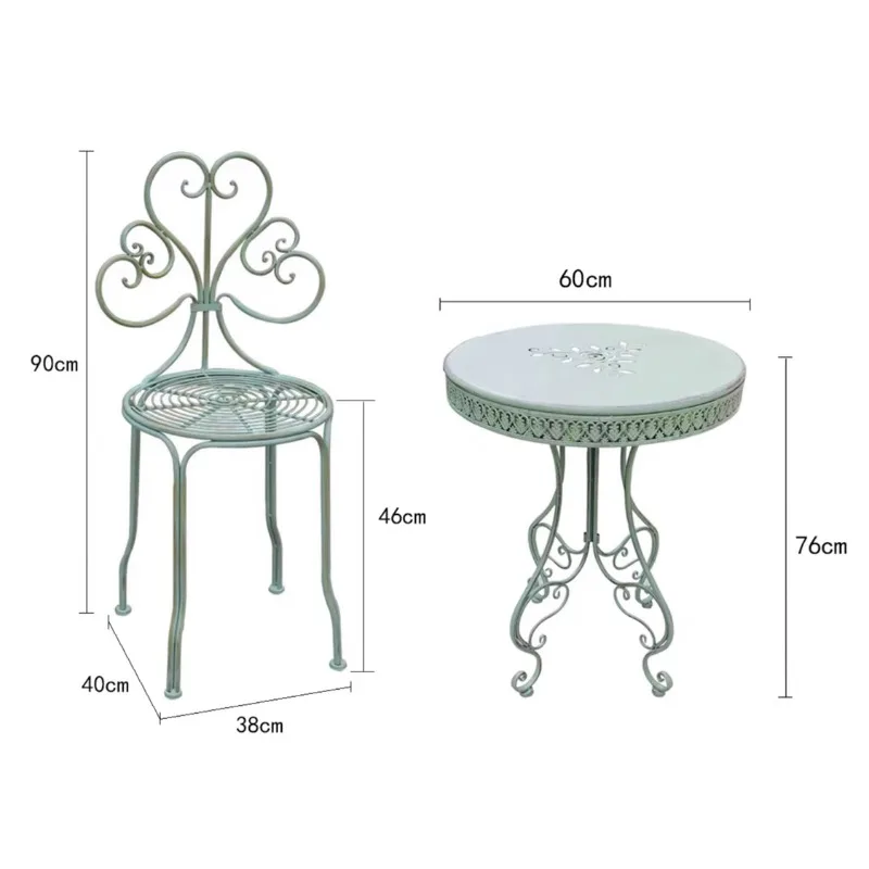 French country outdoor wrought iron table and chair kit gardening garden courtyard balcony round table coffee table retro old wa