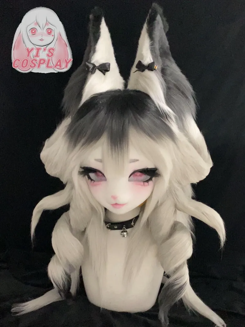 

Yis cosplay Custom Furry head Kigurumi Head Cosplay Kemono Fursuit Handmade Headsets Beast Customized Fursuit Kemono Head