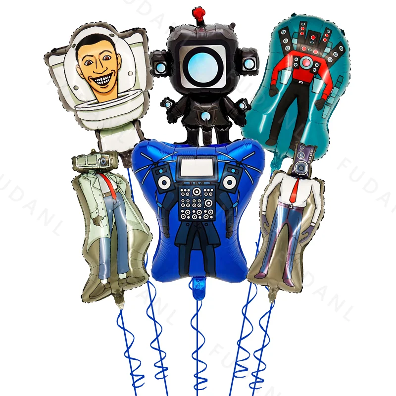Skibidi Toilet Theme Balloons Toilet Man Foil Balloons Kids Boys Birthday Party Funny Supplies Baby Shower Decorations Globos