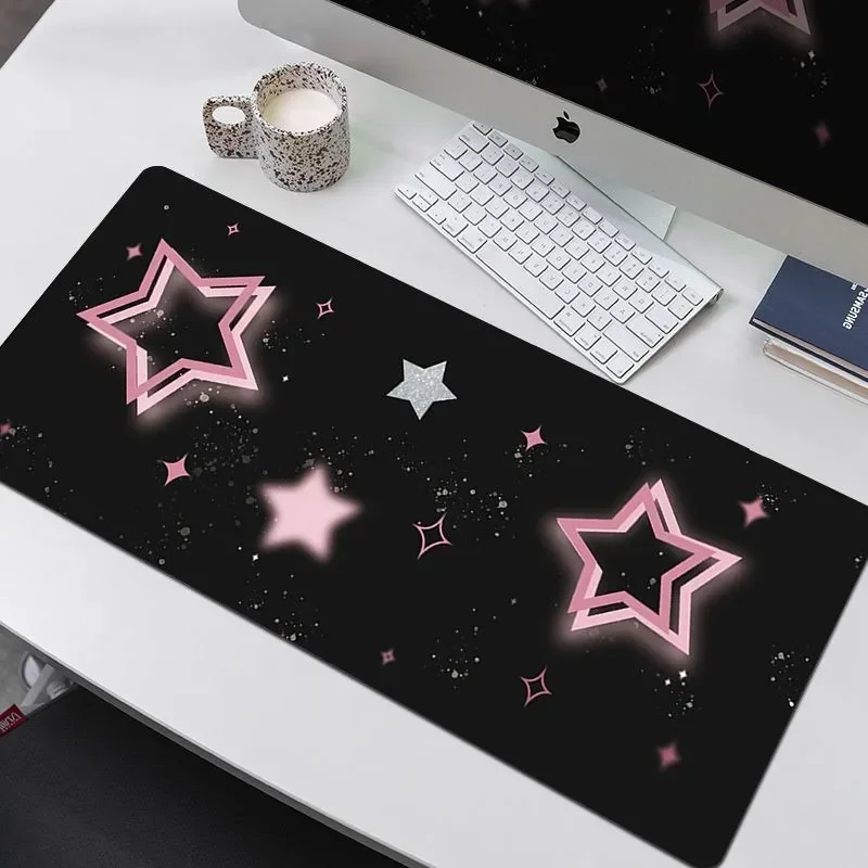Black And Pink Gradient Star Korean Mouse Pad Extra Large Female Sweet Cool Healing Computer Office Keyboard Desk Anti Slip Mat