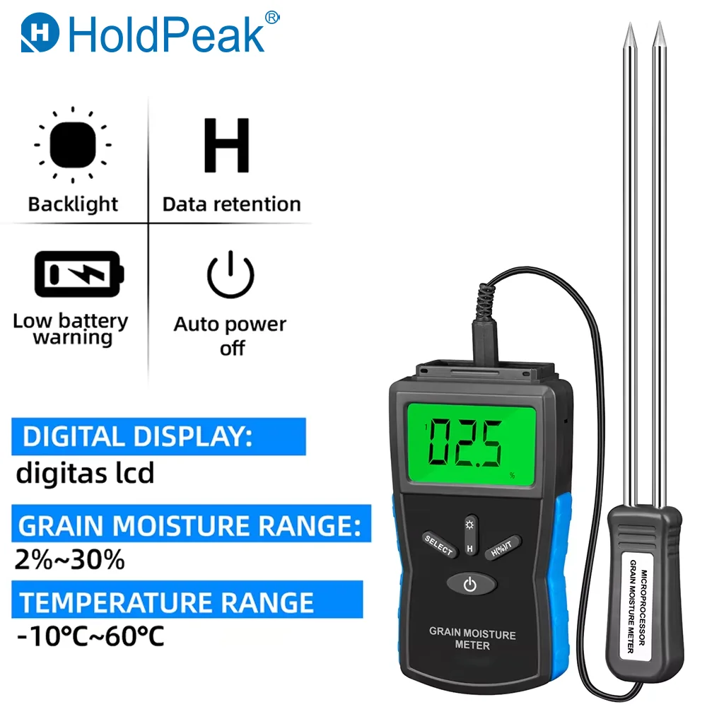 

HP-8032G High-Accuracy Grain Moisture Meter with Auto Temperature Compensation and Enhanced Backlit Display Testing wheat rice