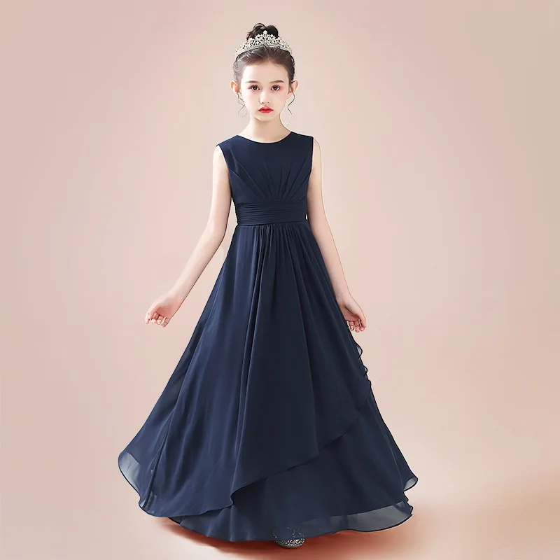 New Children Girls Evening Long Dress Violin Performance Piano Concert Show Host Recitation Competition Pageant Gown Costume