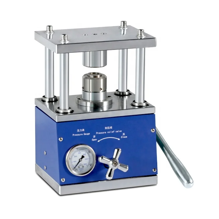 

Manual Hydraulic Coin Cell Battery Crimping Machine Crimper Button Cells Assembly Machine for Lab Button Cell Sealing