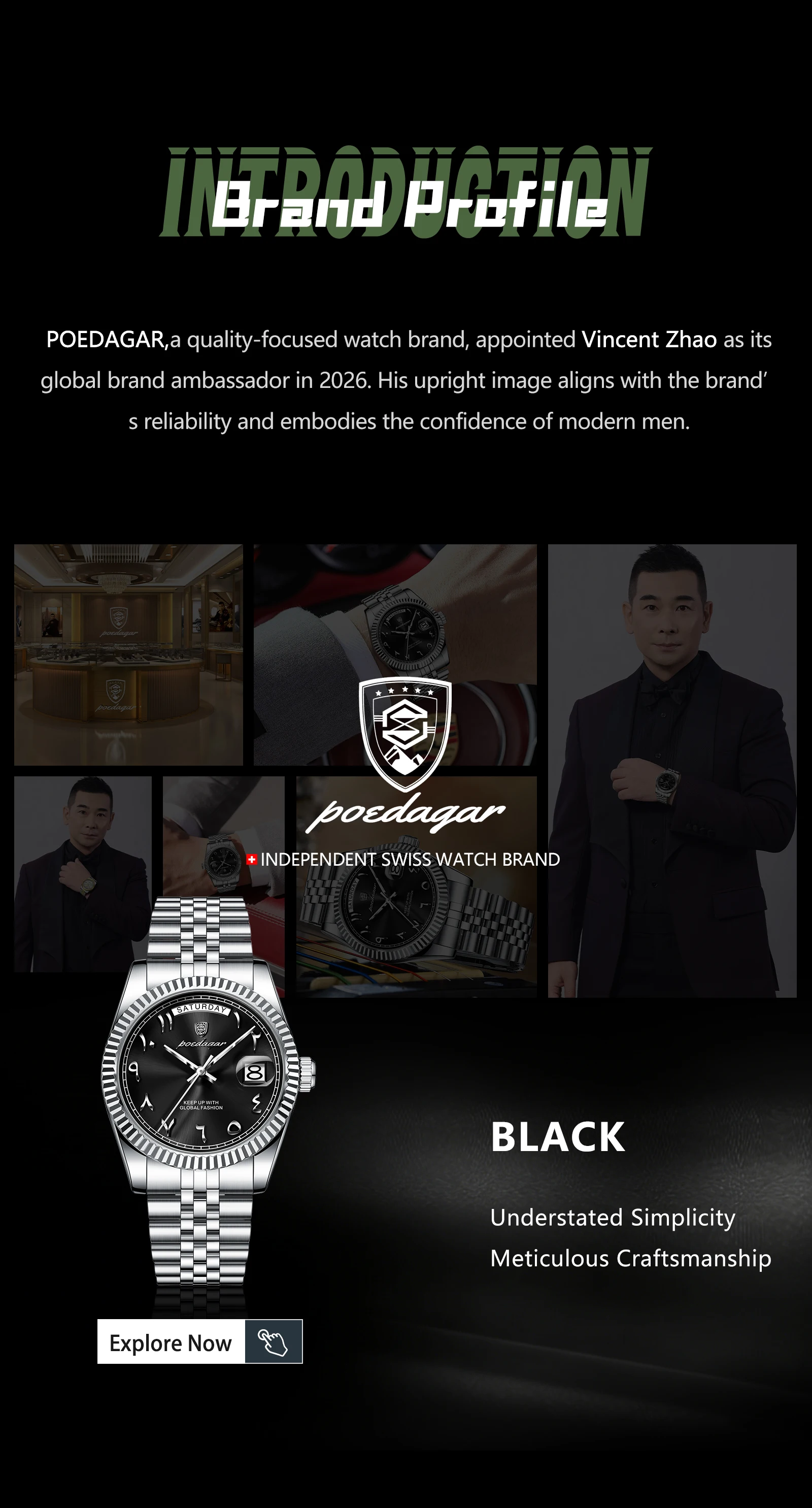 POEDAGAR Modische Casual Herrenuhr Wasserdicht Edelstahl Herren Armbanduhr Datum Wochentag Quarz Business Herrenuhren Reloj Hombre – Detail 3