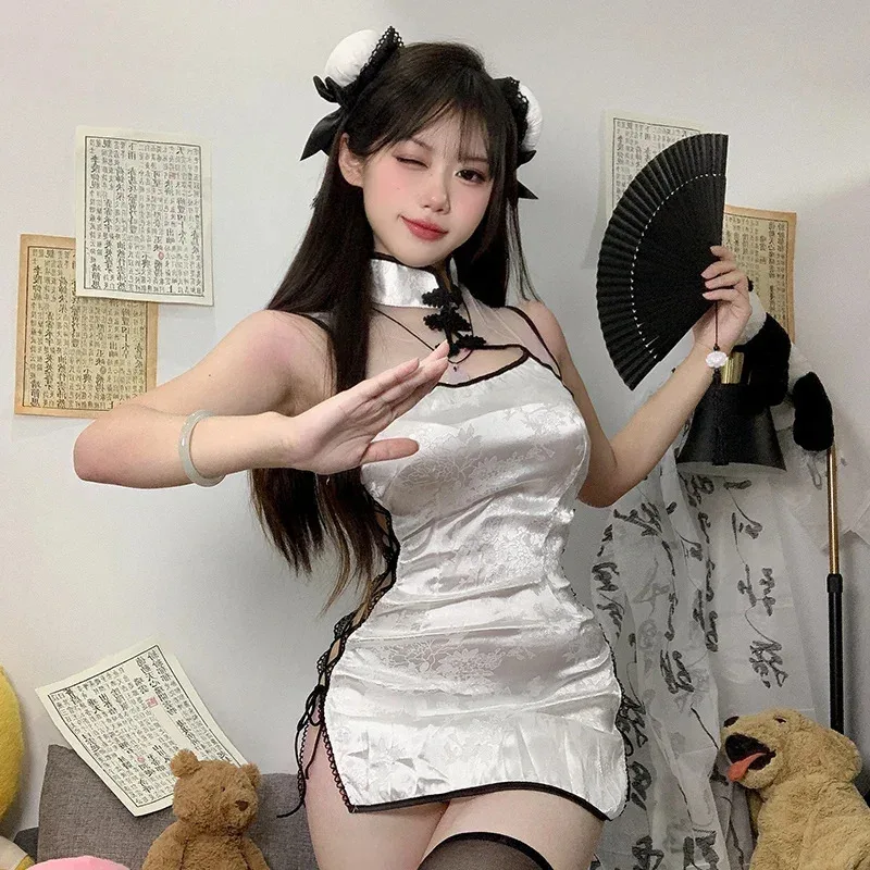 Qipao Robe Alberoise للنساء، ملابس داخلية مثيرة، زي شيونغسام، صندوق ليلي أنيمي
