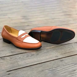 Classic Business Men's Loafers Casual Handmade Mixed Colors Genuine Leather Shoes Formal Wedding Shoes Party Male Footwear