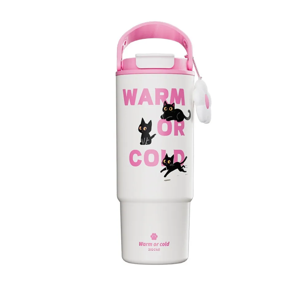 

Cute 880ml Thermal Cup Cartoon Animals Large Capacity Insulated Cup with Handle Leakproof Coffee Cup Travel