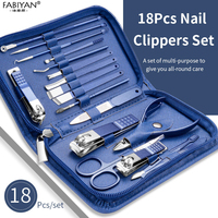 Nail Art Set Nail Clipper Clean Ear Spoon Cuticle Grooming Tool Stainless Steel Cutter Manicure Pedicure Kit 9/18Pcs