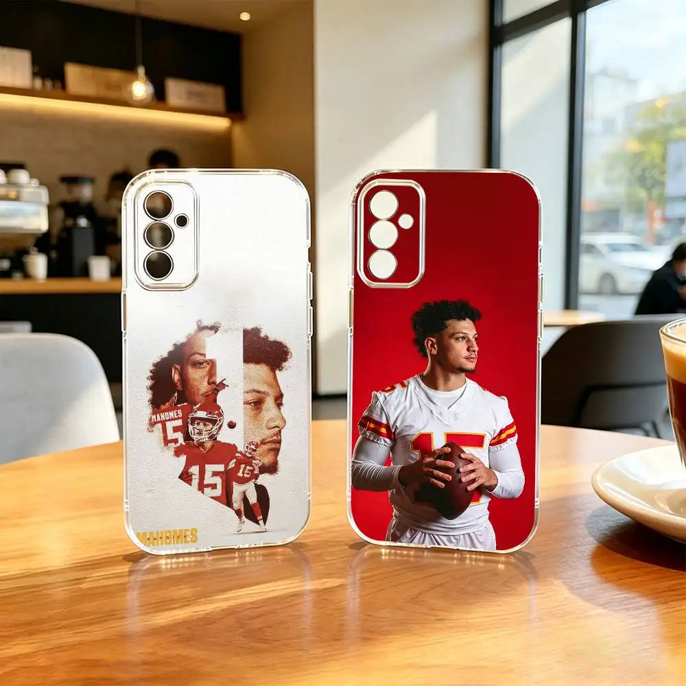 Funda de teléfono de fútbol americano P-Patrick M-Mahomes, silicona transparente suave para SamsungA10,12,20,21S,30,31,40,50,51,52,70,71