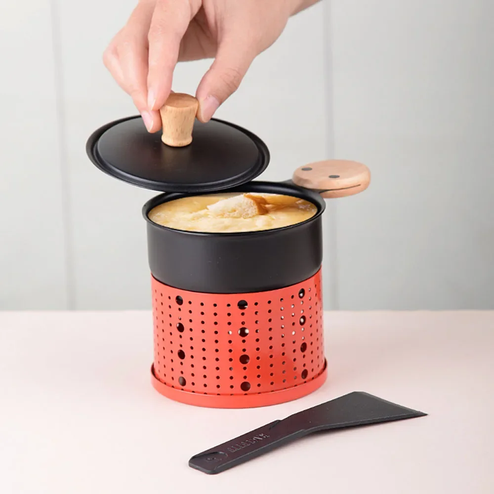 Mini Olla para Derretir Queso Antiadherente con Pala y Mango Anti-quemaduras, Horno para Raclette, Derretidor de Queso Suizo