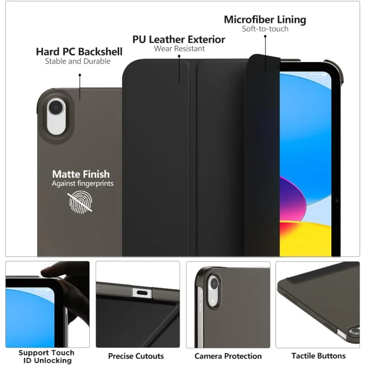 für iPad (A16) 11. Generation Hülle 11 Zoll 2025, iPad 10. Generation Hülle 10,9 Zoll 2022, Slim Back Shell Smart Cover