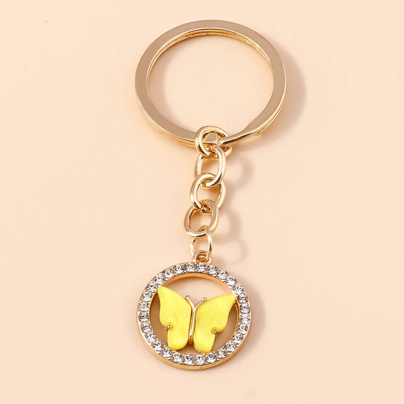 Schöne Emaille Schmetterling Schlüssel bund Charms Tier Schlüssel ring Anhänger für Frauen Mädchen Handtasche Zubehör DIY Schmuck Geschenke – Detail 7