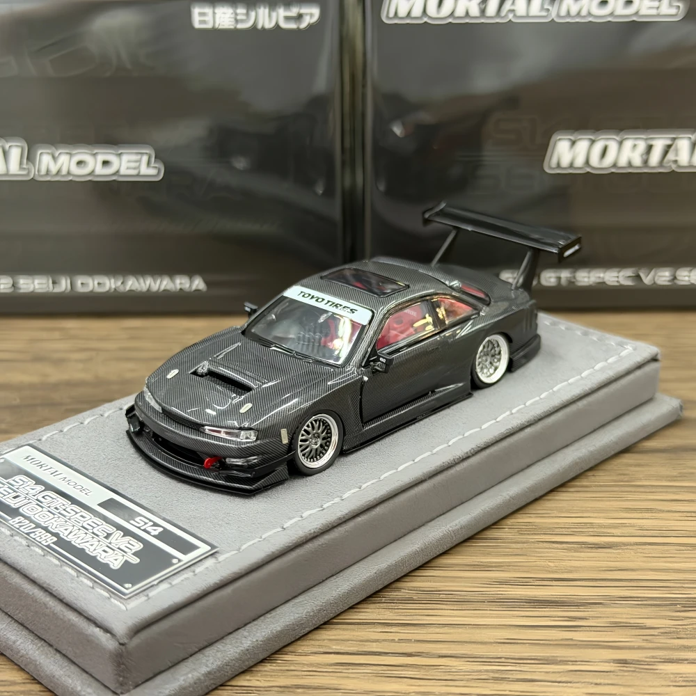 Mortal 1:64 S14 GT SPEC V2 SEIIJI OOKAWARA BLACK CARBON Dieacst Model Car