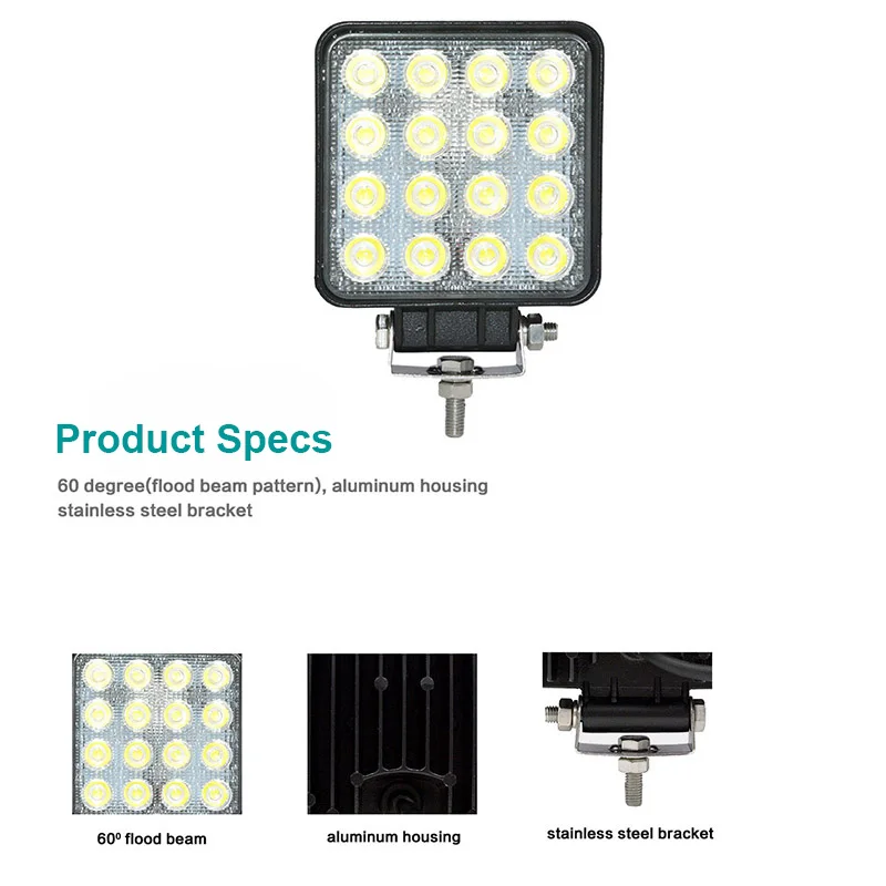 ZK30 DS 4x4 LED Spot/Flood Work light 9-30V Car 48W 6000LM 64W 8000LM Off Road Led light bar Vehicle SUV Car 12V 24V 6000K