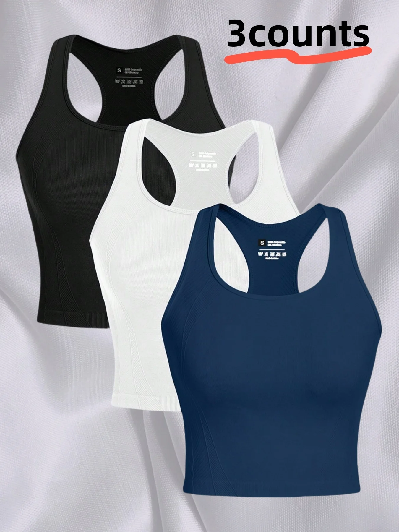 Mouwloos sportgesneden top met race-rug, hardloopfitness spandex fitnessvest voor dames, gymsporttop