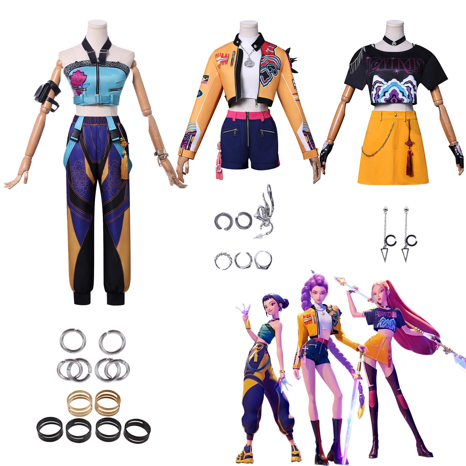 

K-Pop Mira Rumi Zoey Demon Hunters Cosplay Costume Girl Group Idol Roleplay Outfit for Women Clothes Halloween Carnival Suit