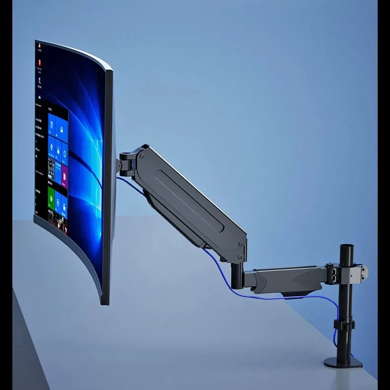 Single Arm Gas Spring Monitor Stand Model-Dyl Fits Inch Holds Up To Lbs Kg Vesa X Height Adjustable Full Motion Swivel