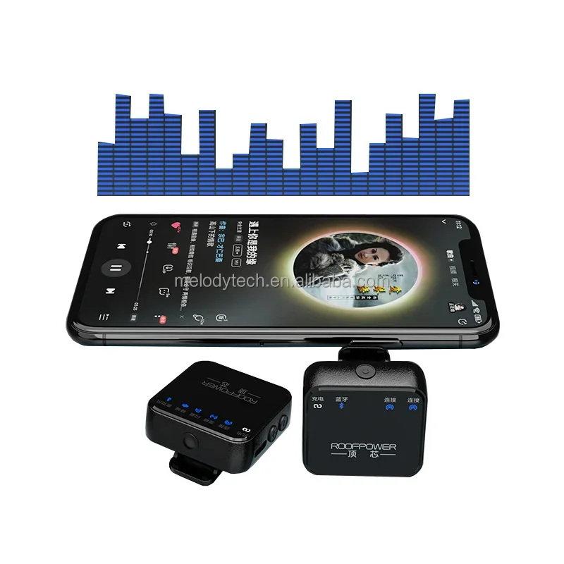 01 live vierkant draadloos lavaliermicrofoonsysteem voor Android mobiele telefoon en iPhone - ruisonderdrukkende clip-on microfoon