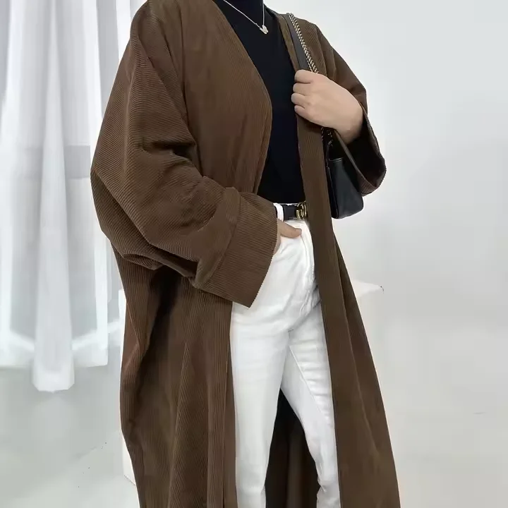 

Winter Abaya Corduroy Muslim Woman Coat Cardigan Dubai Turkey Modest Islam Clothing Kaftan Ramadan Dress Kimono Jalabiya Kebaya