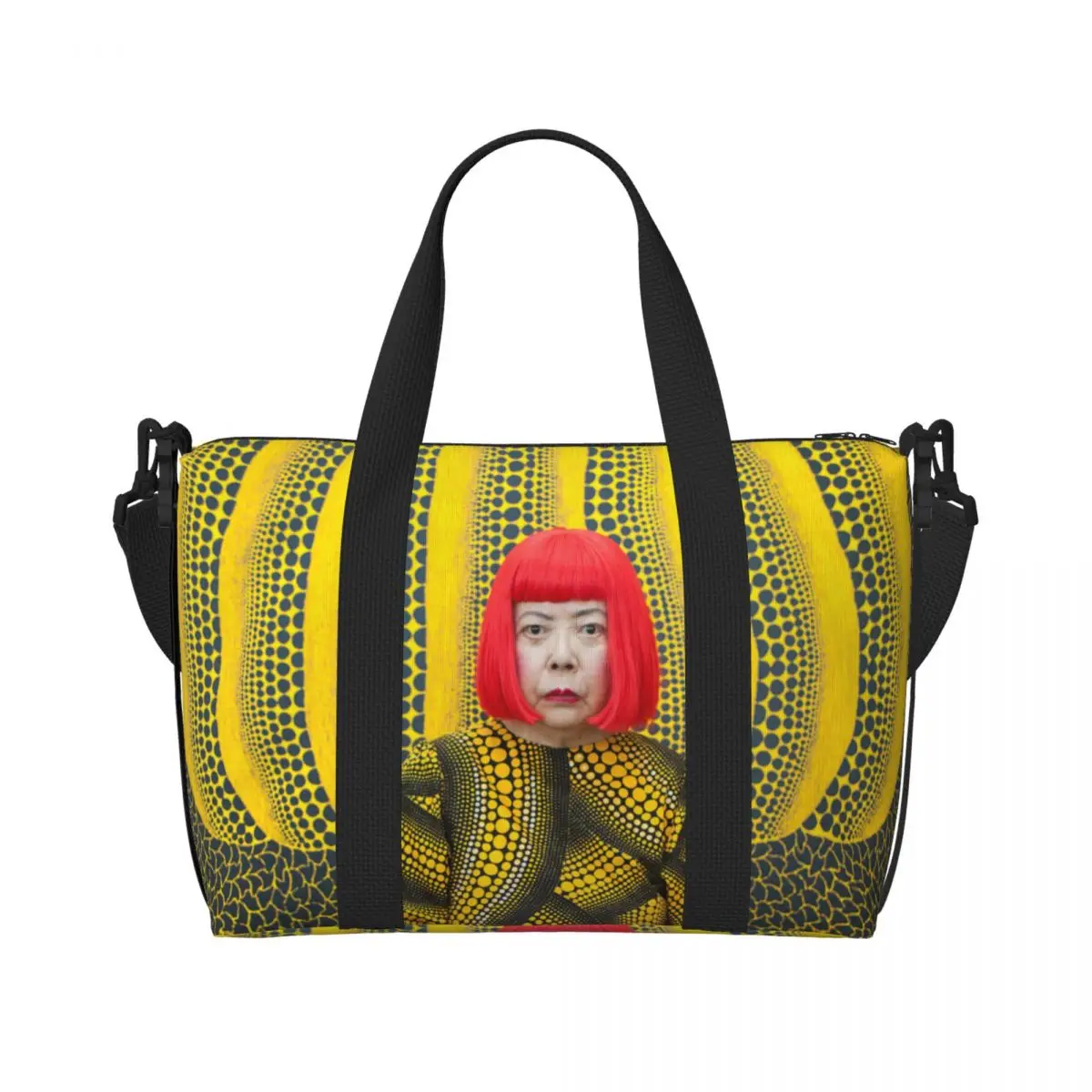 Custom Large Yayoi Kusama Tote Bag Women Pumkin Abstract Painting Shopping Shoulder Beach Gym Travel Bag