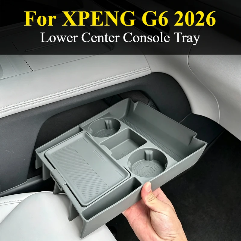For XPENG G6 2026 Lower Center Console Tray ABS Custom Fit Storage Organizer Box for Armrest