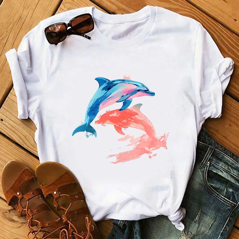 Cartoon Fish Marine Animals Dolphins whales Patch for Clothes Heat Transfer Appliques Thermo Stickers Iron on Vinyl for Clothes