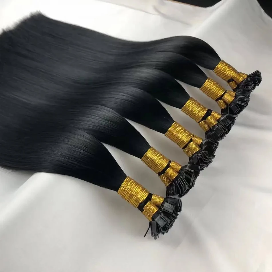 

Прямые кератиновые волосы с плоским кончиком, 100% человеческие волосы, наращивание волос Remy Fusion, 0,8 г/шт., 12-26 дюймов, можно настроить