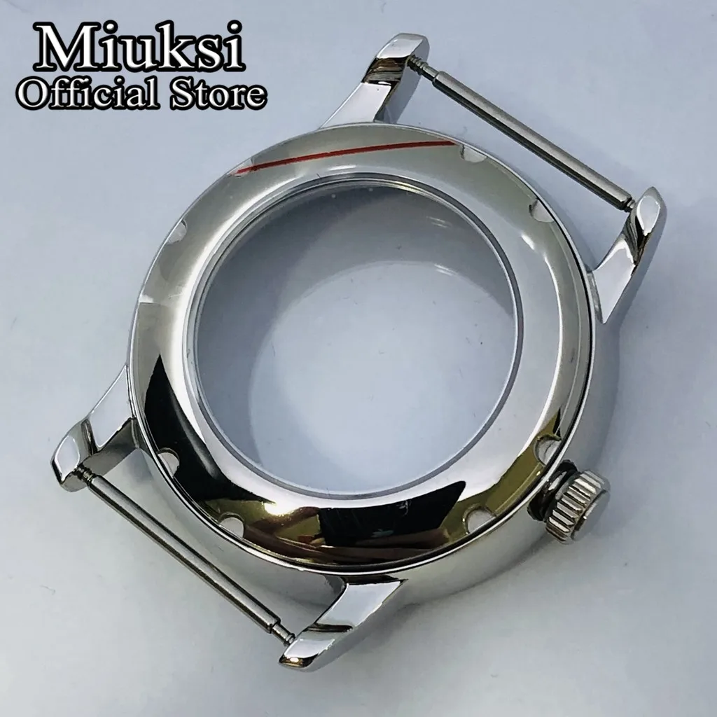 Miuksi 40mm silver watch case sapphire glass fit NH35 NH36 NH34 ETA2824 2836 Miyota 8205 8215 821A Mingzhu DG2813 3804 movement