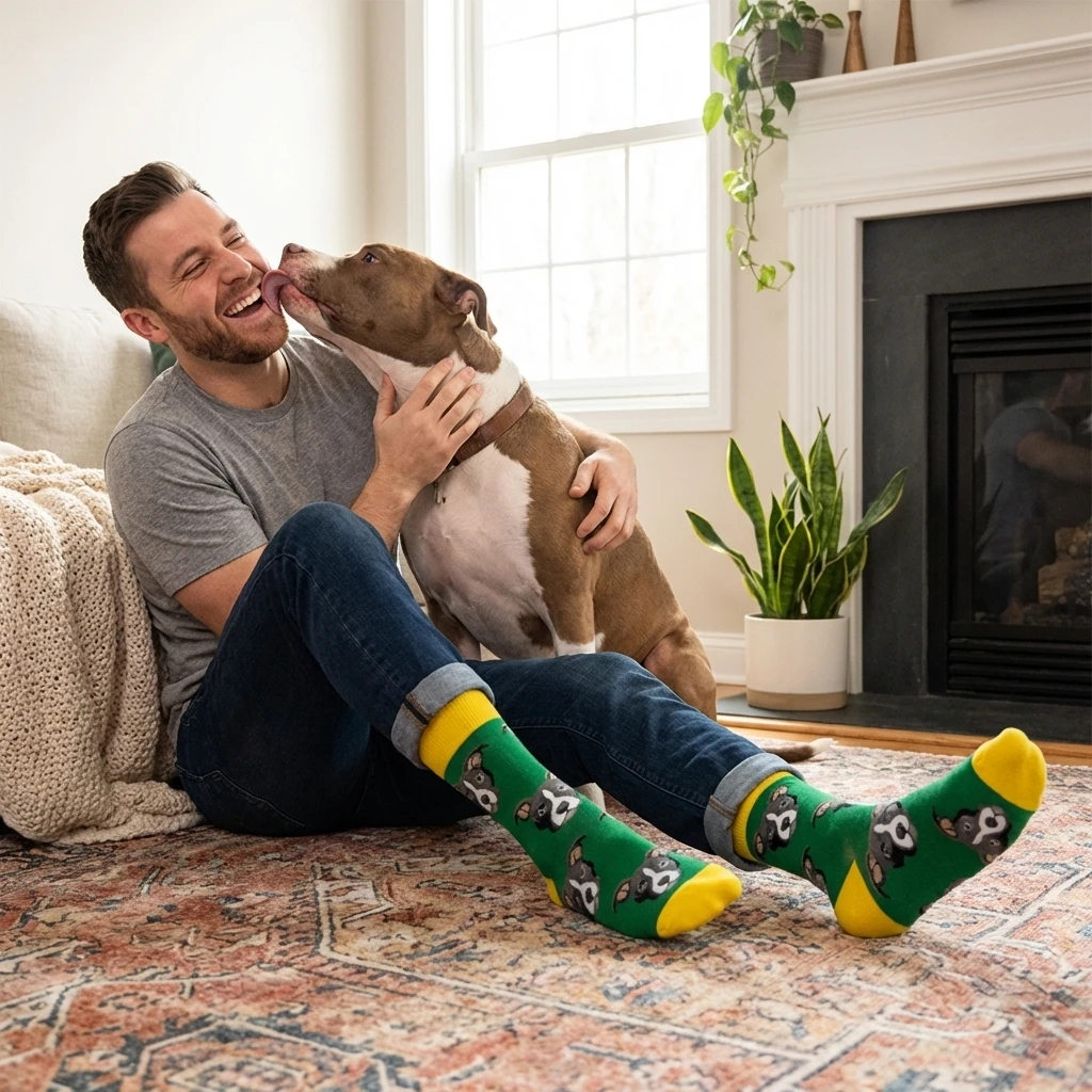 5 Pack Men\'s dog Socks Colorful Cute Funny Crew Socks,Novelty Gifts for Teenage boys boyfriend Animal Lovers