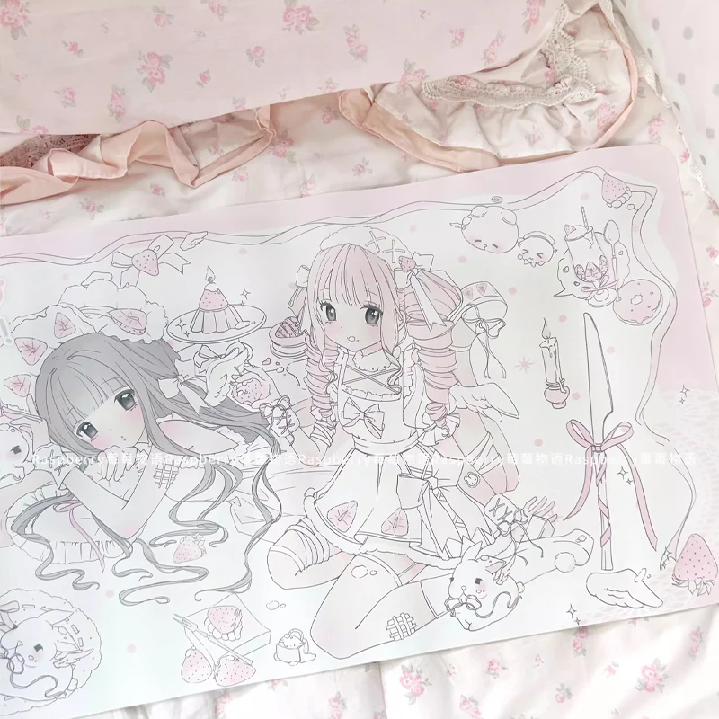 Cute Pink Anime Girl Wave Points PU Leather Mouse Pad Mouse Protector Non-Slip Large Small Mouse Pad Home &Office Pc Laptop Mat