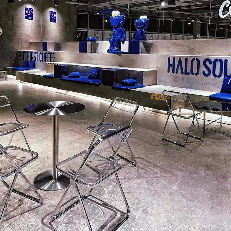 طاولة من الفولاذ المقاوم للصدأ، طراز صناعي بسيط، شرفة قهوة، طاولة قهوة صغيرة مستديرة