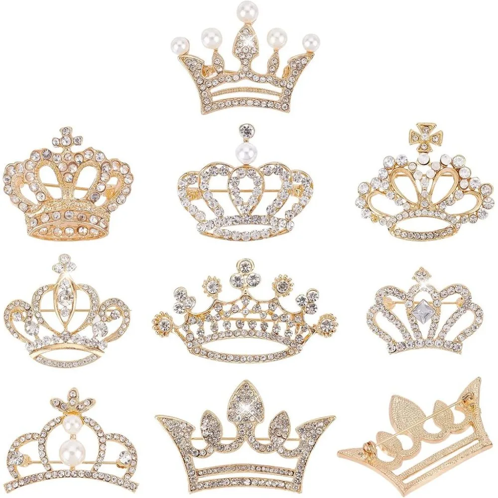 9Pcs 9 Styles Rhinestone Brooch Pin for Women Open Pave Wedding Brooch Scarf Pin Gift for Women Womens Mother Shirts Dresses