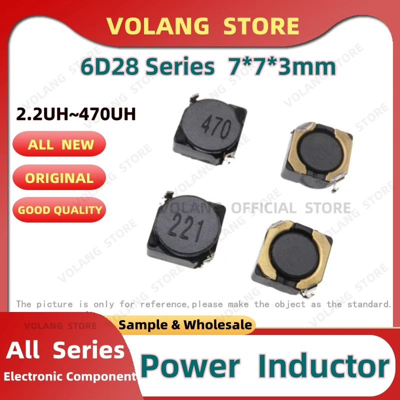 100Pcs CDRH6D28 Power Inductor 2.2UH 2R2 3.3UH 4.7UH 6R8 10U 15UH 150 22UH 33 47 68UH 680 100UH 101 220U 221 330UH 331 470UH 471