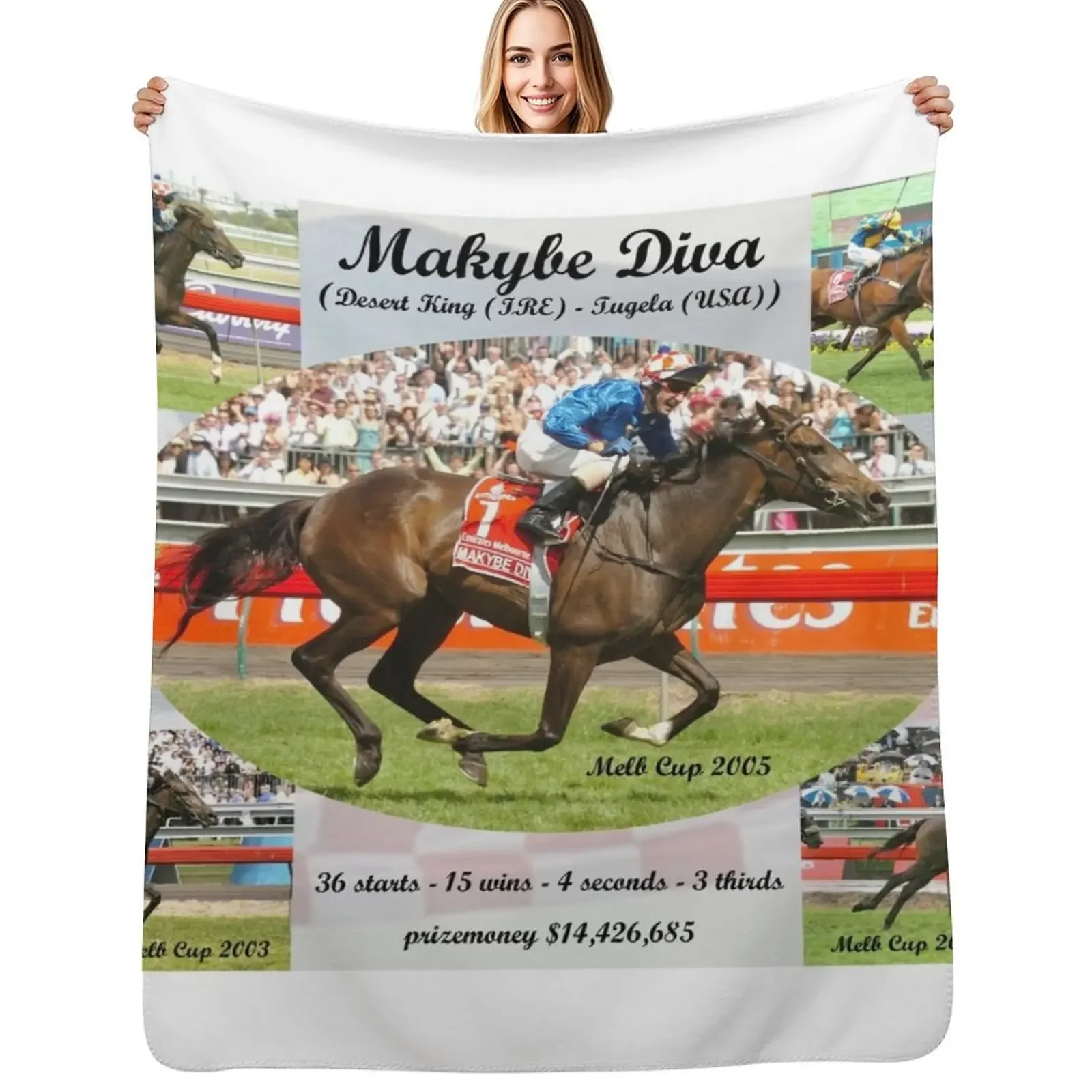 

Makybe Diva Career Tribute Throw Blanket Single Sofa Throw Soft Plush Plaid Blanket