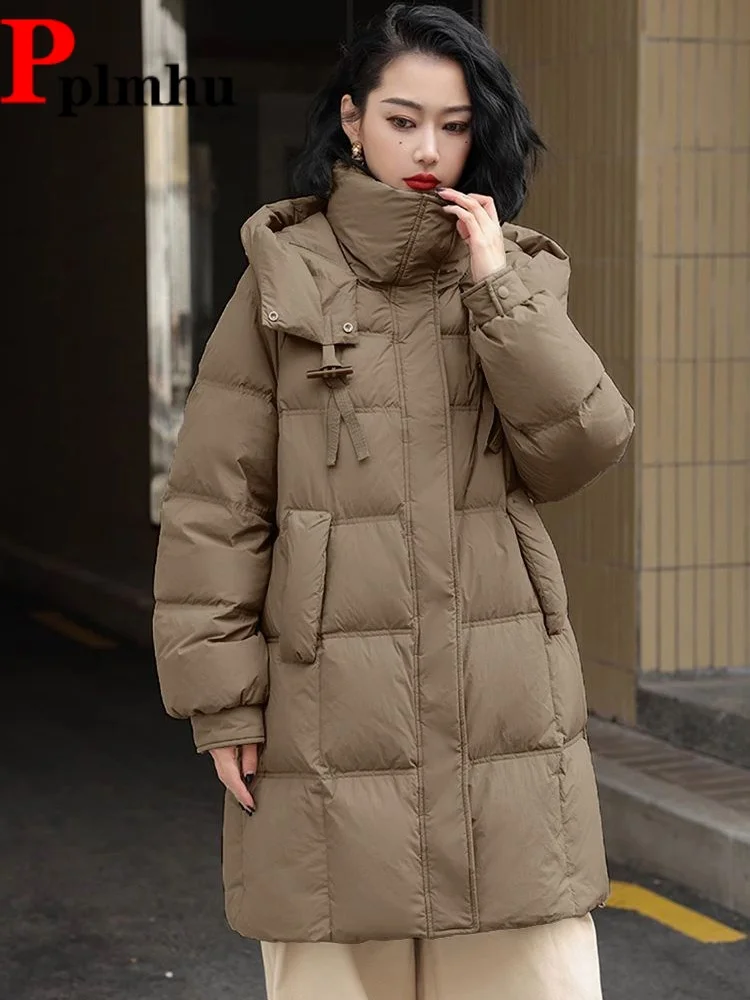 

Женские повседневные теплые куртки с капюшоном, модные мешковатые молнии, утолщенные Chaquetas, свободные корейские модные пальто Jaquetas средней длины