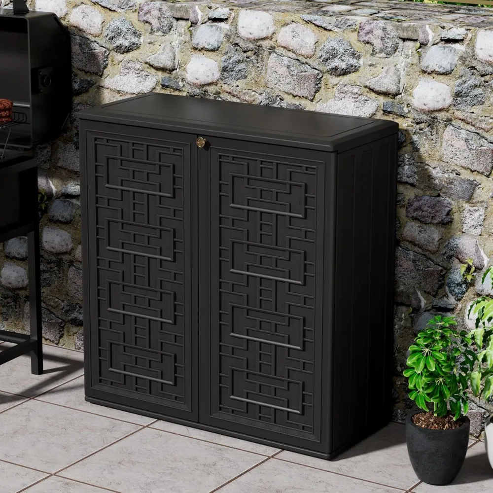 

Outdoor Storage Cabinet Waterproof with Shelf,Resin Storage Sheds Outdoor Cabinets, Customized