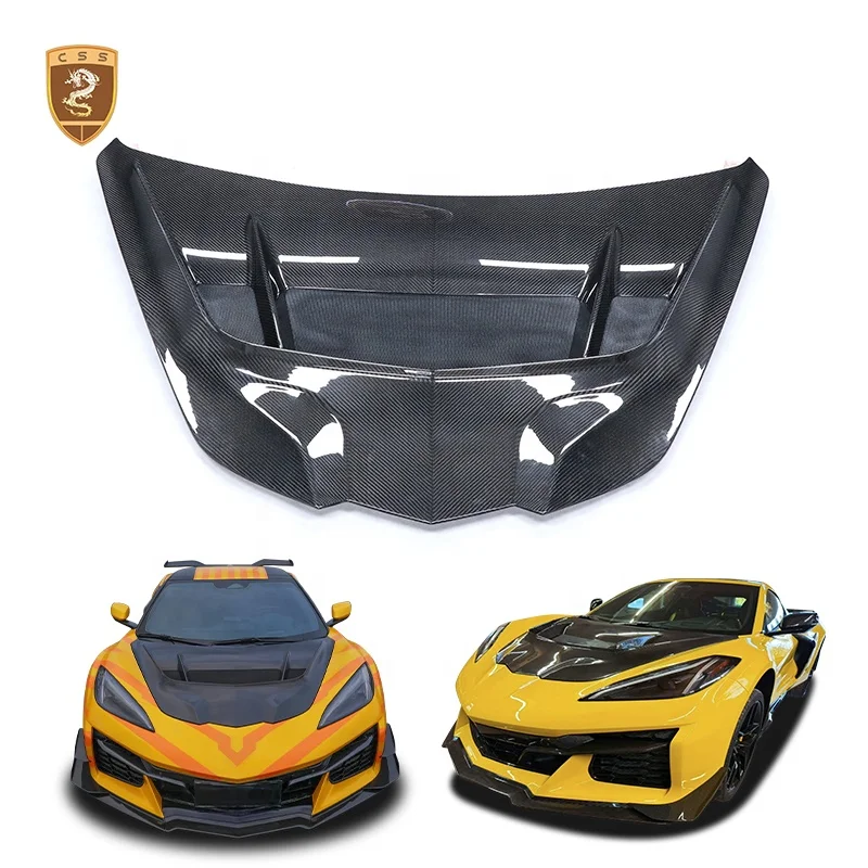 

For Corvette C8 Z06 Front Hood ZR1.2 Style Wet Carbon Fiber Engine Hood Bonnet Car Accessories Auto Parts