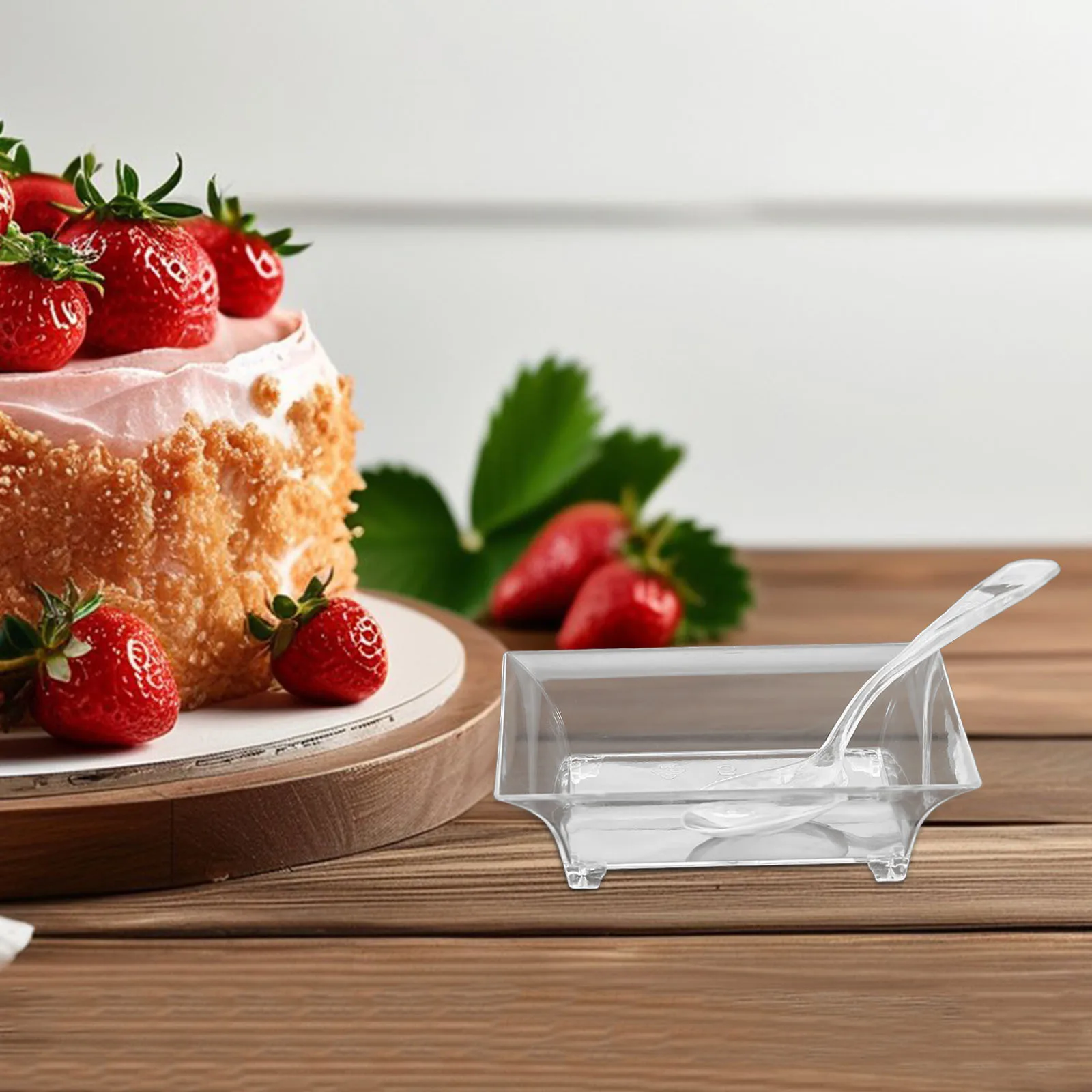 100 قطعة أطباق حلوى حلوة مجموعة أطباق صغيرة مربعة شفافة 6.2X4.5X1.6 سنتيمتر لحفلات الزفاف وجبة خفيفة تخدم صواني المقبلات البلاستيكية