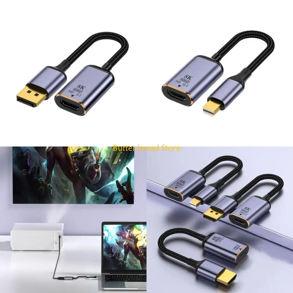 

W89C HDMI-совместимый кабель-адаптер «папа-USB-C», адаптер 8K, 60 Гц, высокое разрешение