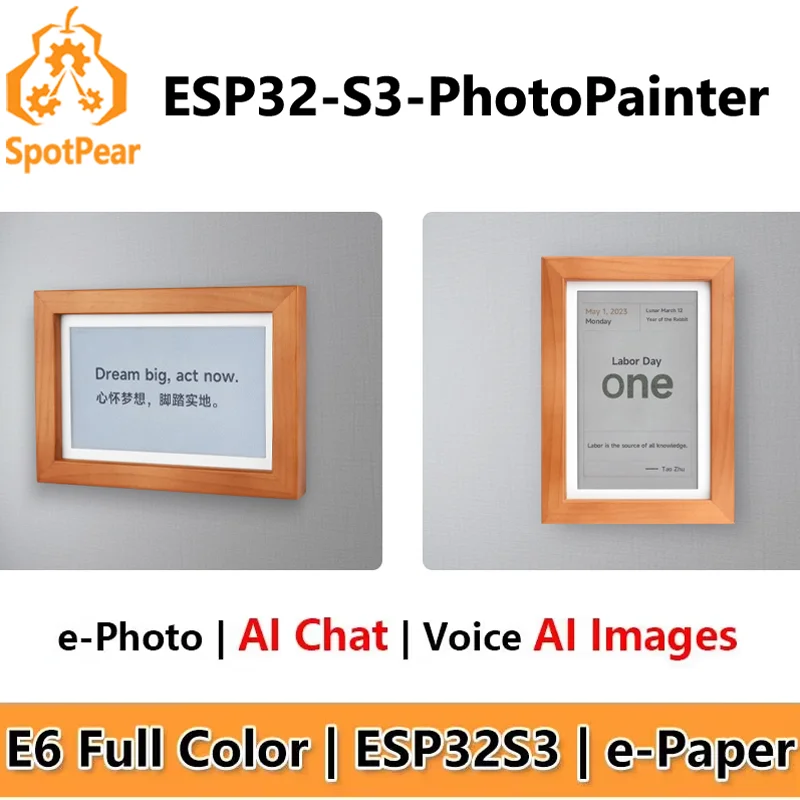 ESP32-S3 AI Images vocales Chat Robot électronique PhotoPainter cadre e-paper écran d'encre 7.3 pouces E6 couleur Deepseek pour Xiaozhi